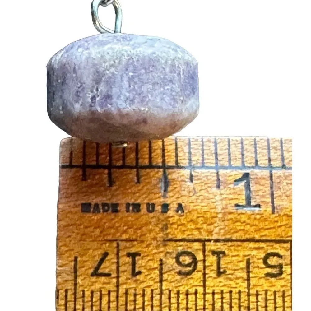 Amethyst multi raw stone with silver tone and black beads and matching earrings